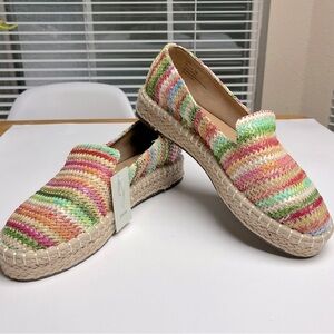 NWT Joie Cara multicored raffia espadrilles slip on flats, women's size 9